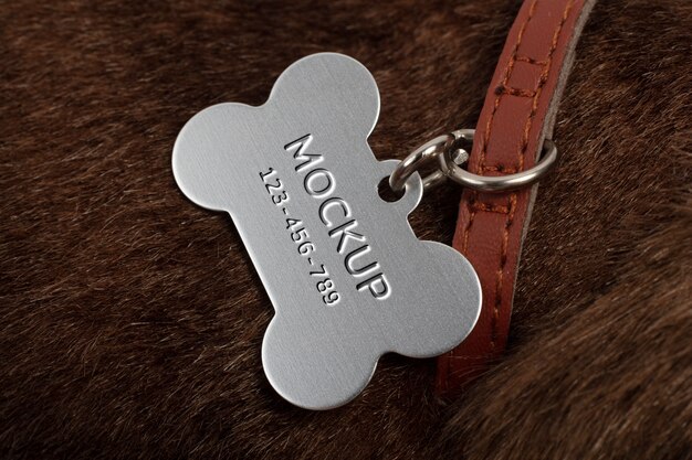 metallic pet name tag with engraved text effect mock up 23 2149598488