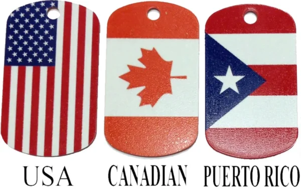 Canadian Flag or Puerto Rico Flag Tag